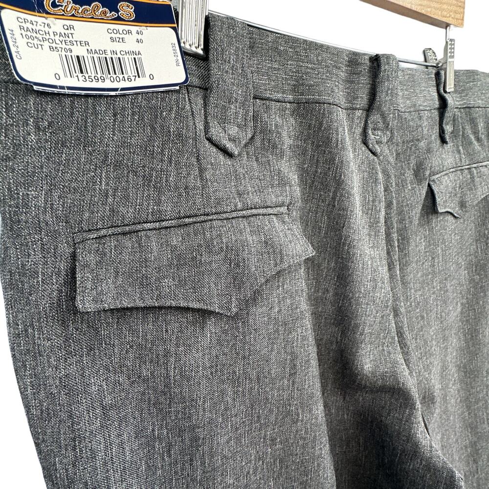 Circle S Western Ranch Pants Sz 40 Rockabilly Cowboy Gray Raw Hem Boot Cut USA